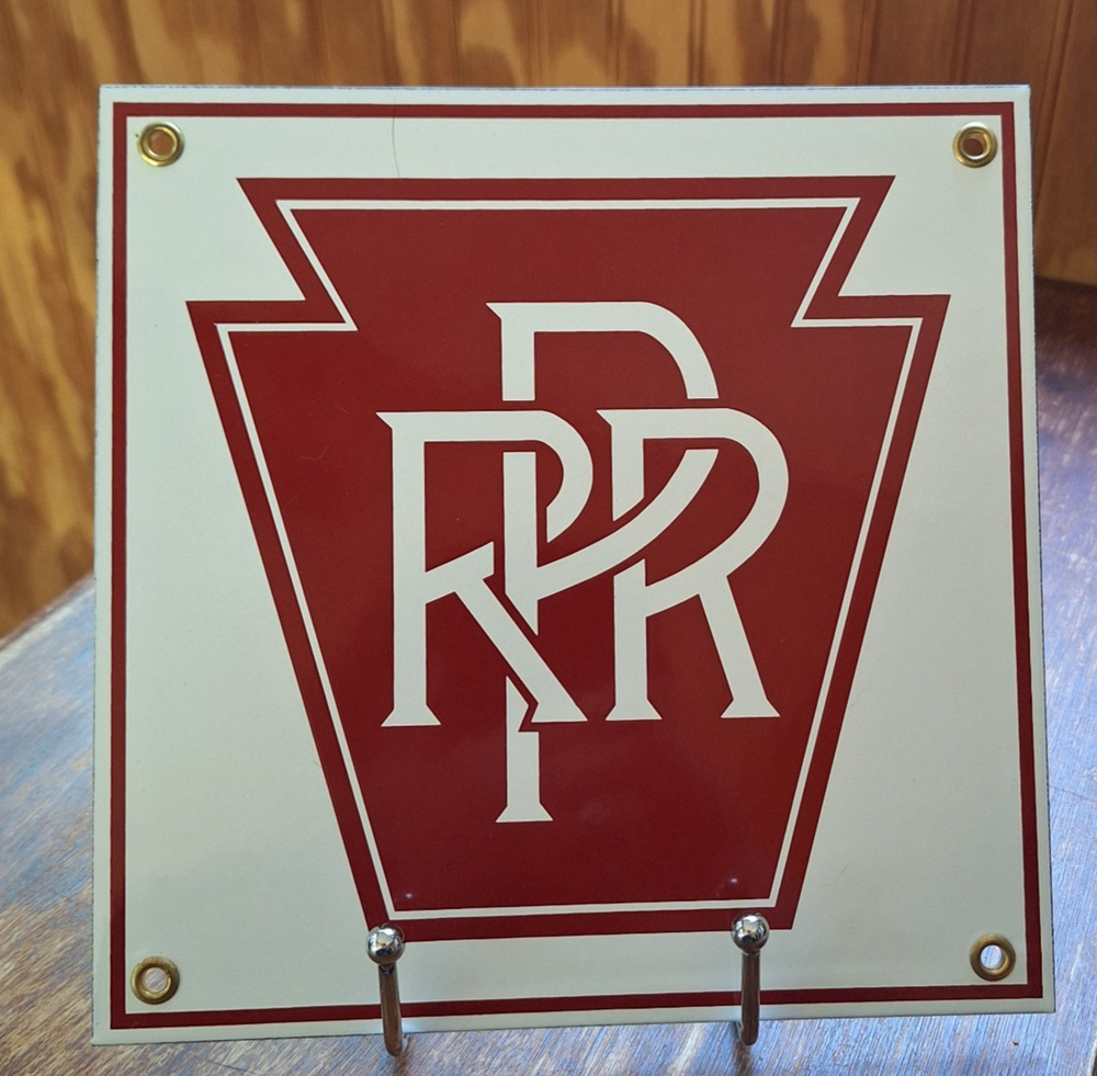 Vintage Style Pennsylvania Railroad PRR Keystone Porcelain Enamel Sign 8X8 Train